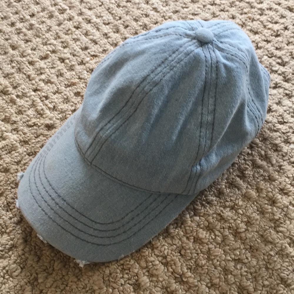 Chambray Distressed Ball Cap NWOT